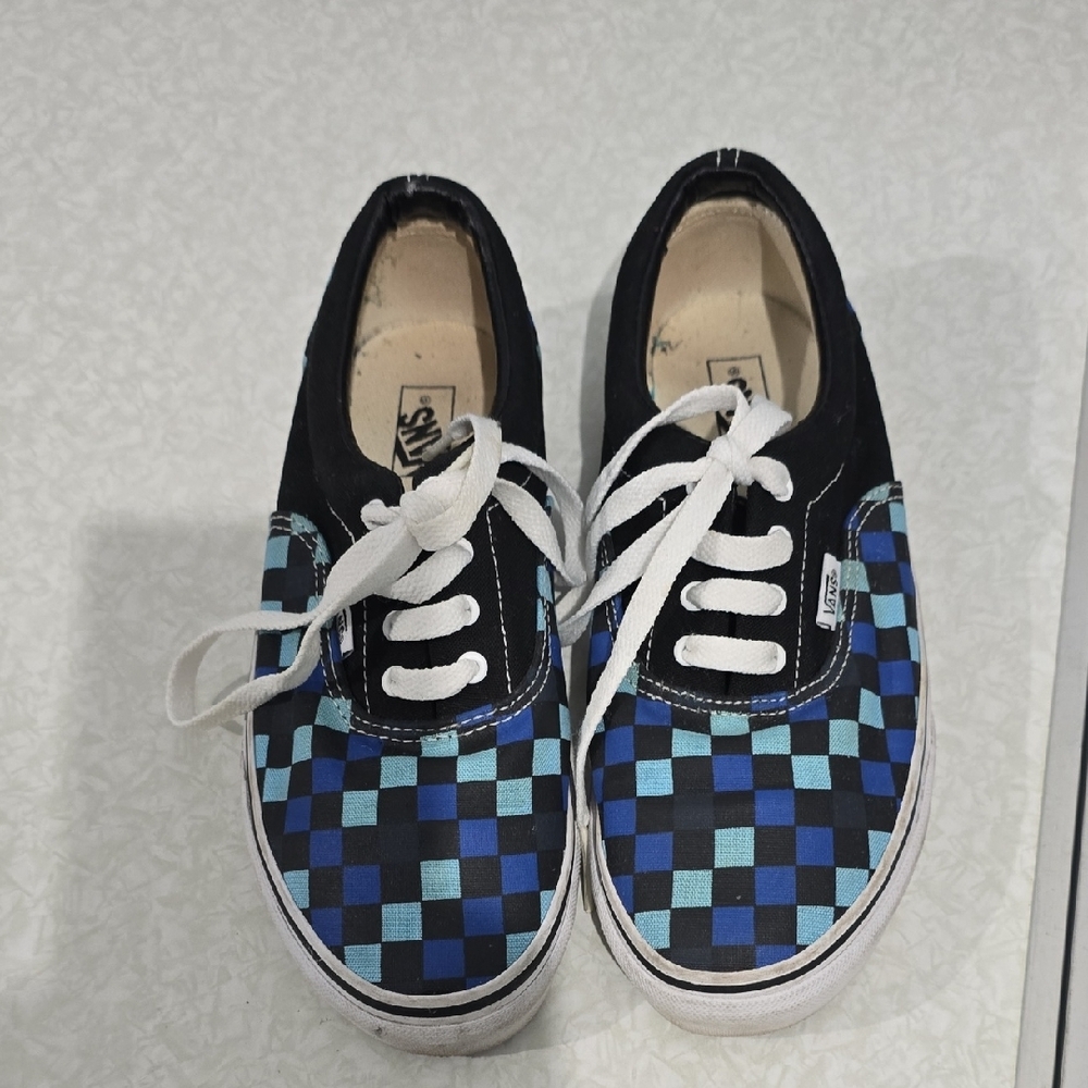 Vans Black‎ and Blue Checkerboard Sneakers